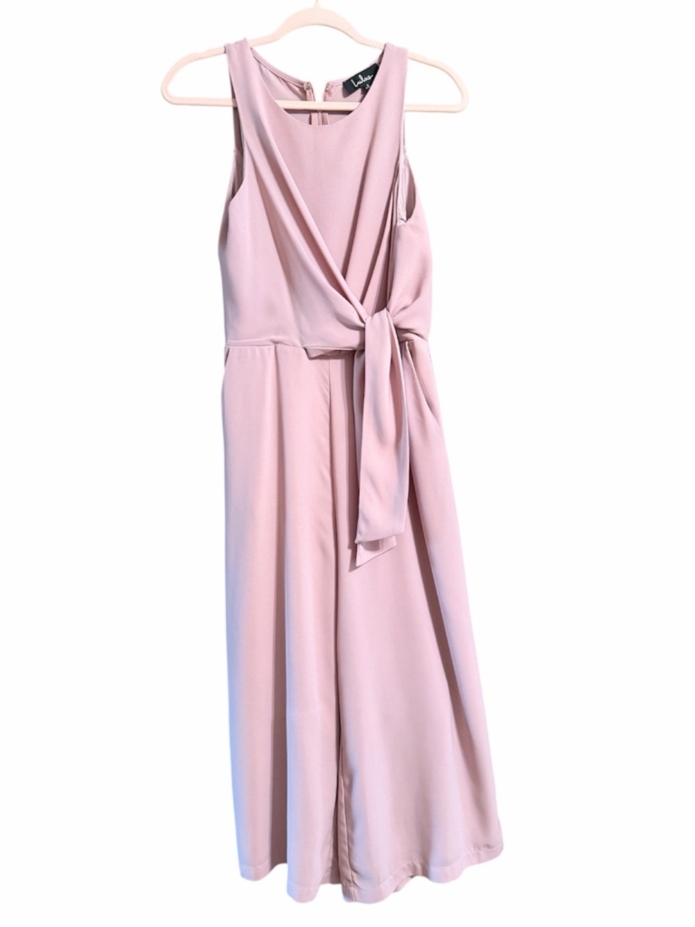 Lulus Dusty Rose Sleeveless Tie-Waist Wide-Leg Cropped Jumpsuit Sz S - Picture 2 of 13